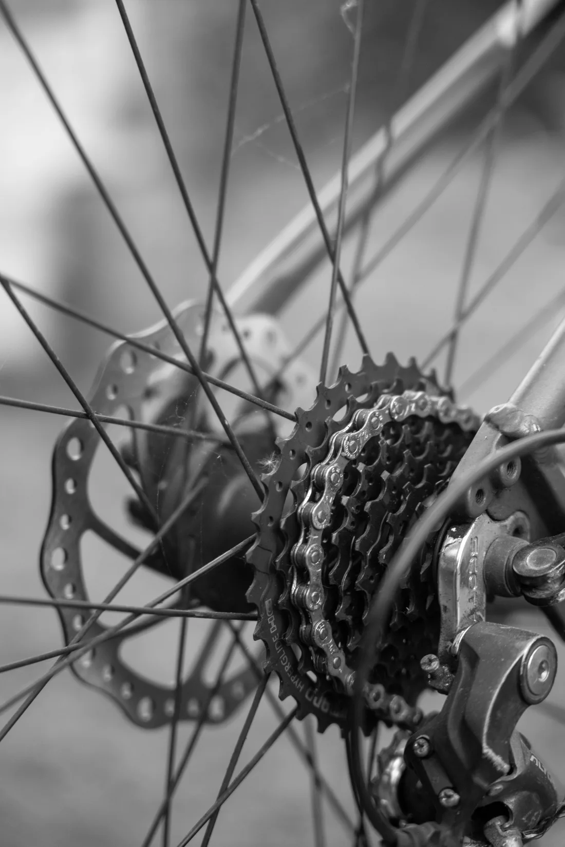 Close-up van een cassette en ketting van een fiets